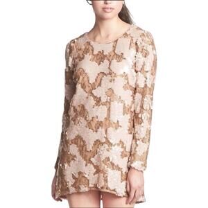 Dress the Population Casandra Sequin Shift Dress Cream Pink Sequin Small